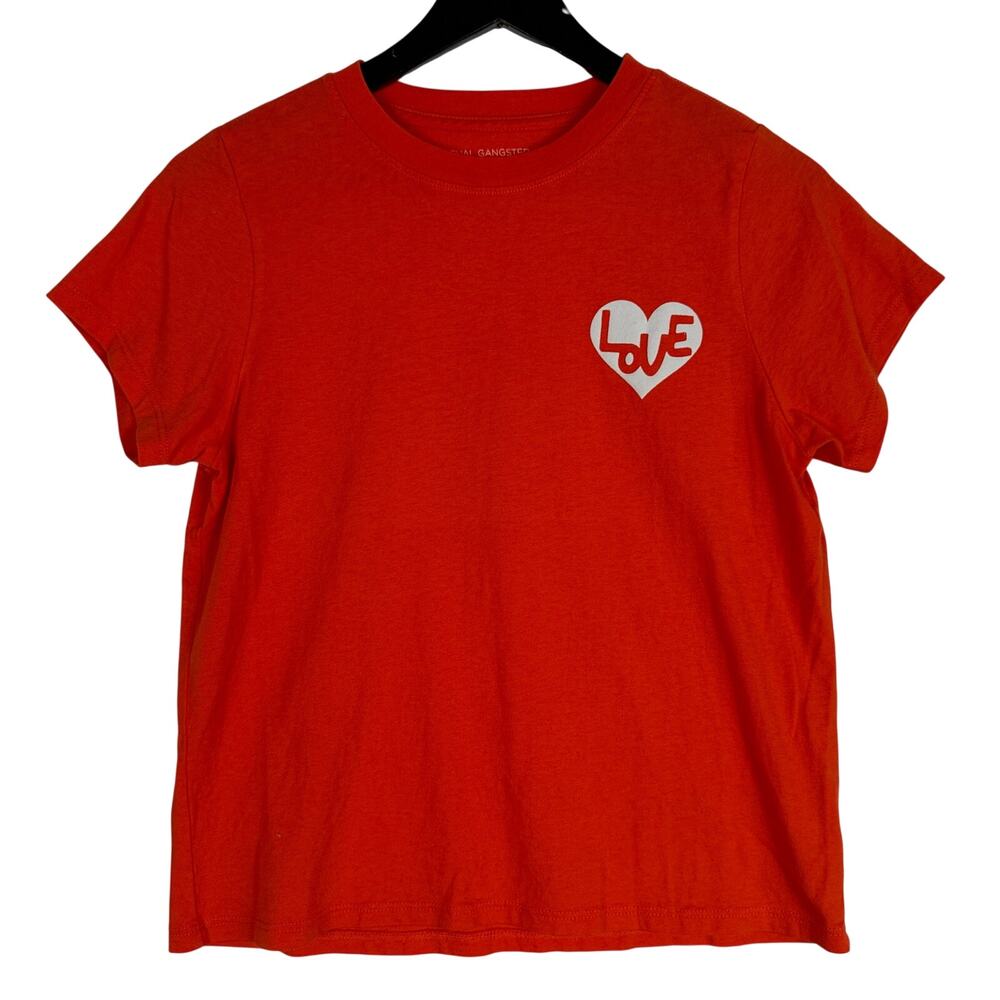 Spiritual Gangster Heart Love Graphic Crewneck T-Shirt Orange - S